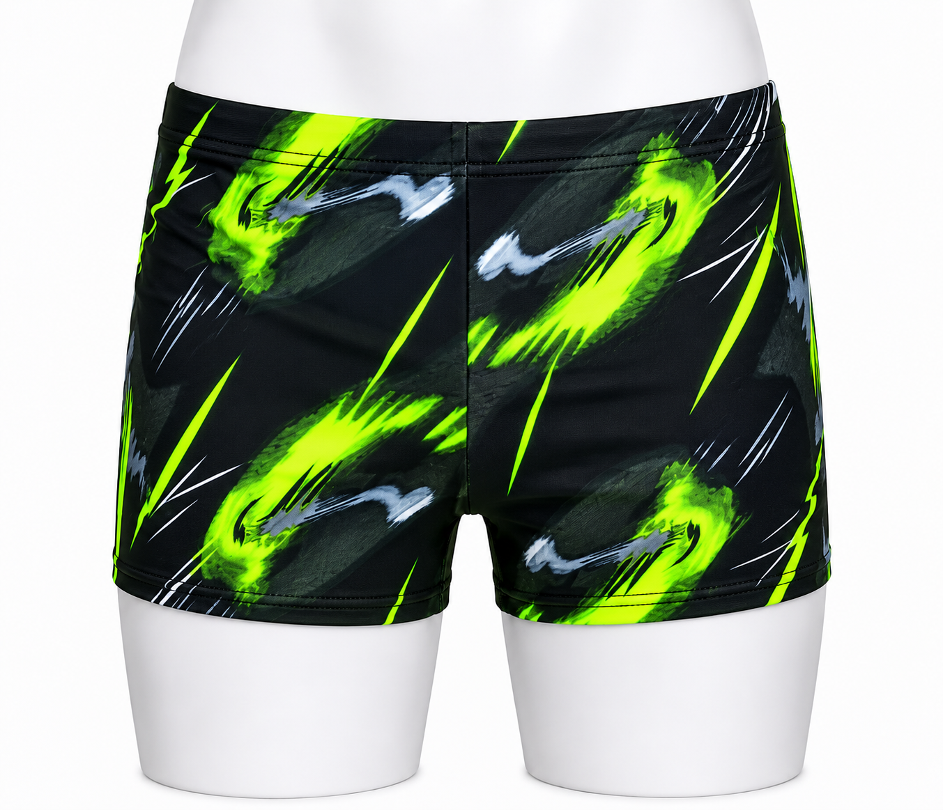 Men's Shorts in a black and green print (Colour: P38)