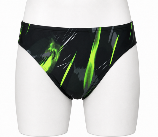 Men's Cossies in a black and green print (Colour: P38)