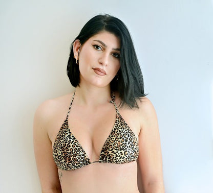 Sunlover Swimwear model wearing a leopard print classic triangle bikini (Colour: P22)