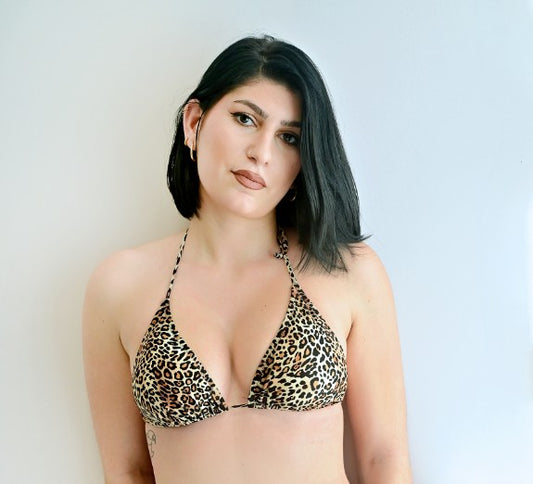Sunlover Swimwear model wearing a leopard print classic triangle bikini (Colour: P22)