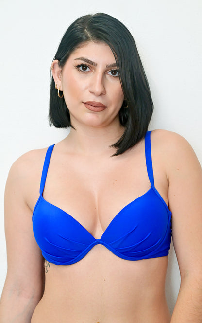 Sunlover Swimwear model wearing a royal blue underwire bikini top (Colour: RYL)