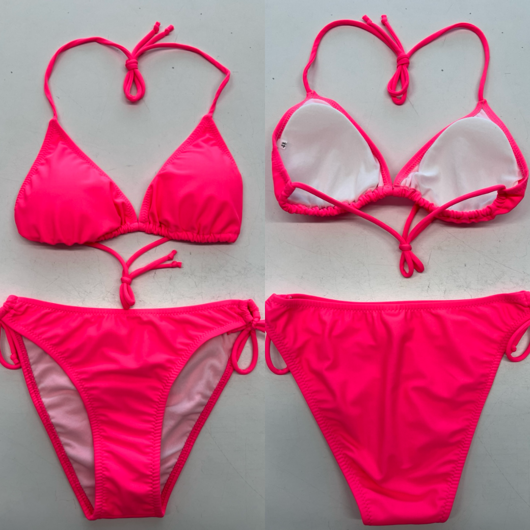 Sunlover Swimwear model lime triangle bikini against a plain background (Colour: PNK)