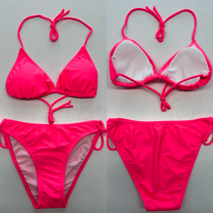 Sunlover Swimwear model lime triangle bikini against a plain background (Colour: PNK)