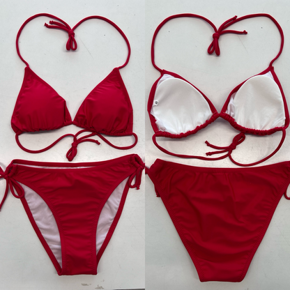 Sunlover Swimwear model lime triangle bikini against a plain background (Colour: RED)