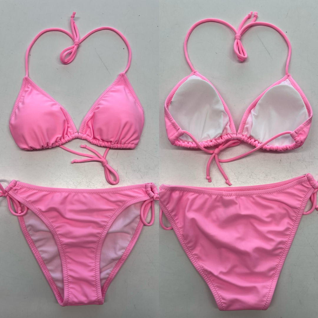 Sunlover Swimwear model lime triangle bikini against a plain background (Colour: ROS)
